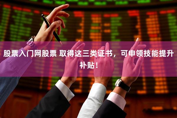 股票入门网股票 取得这三类证书，可申领技能提升补贴！
